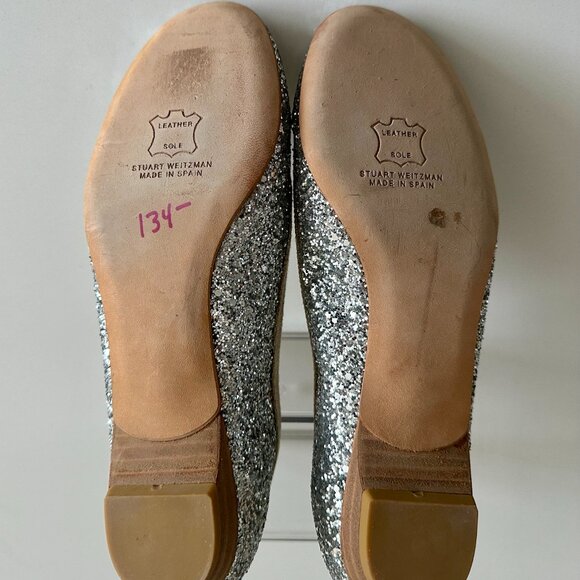 Stuart Weitzman Women's Silver Glitter Ballet Flats size 6M - Picture 5 of 6